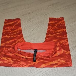RBX Orange and Red Activewear Capri Leggings